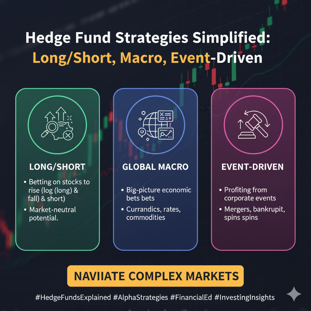 Hedge Fund Strategies Simplified: Long/Short, Macro, Event-Driven.